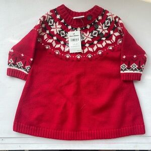 New with tags Hanna Andersson Christmas holiday sweater dress size 3-6 months